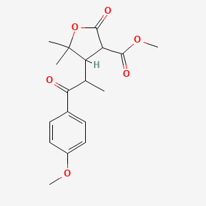 molecular formula C18H22O6 B11075273 Methyl 4-(1-(4-methoxyphenyl)-1-oxopropan-2-yl)-5,5-dimethyl-2-oxotetrahydrofuran-3-carboxylate 