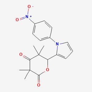 molecular formula C19H20N2O5 B11075307 3,3,5,5-tetramethyl-6-[1-(4-nitrophenyl)-1H-pyrrol-2-yl]dihydro-2H-pyran-2,4(3H)-dione 