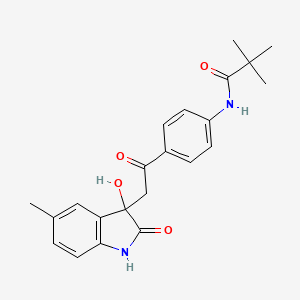 N-{4-[(3-hydroxy-5-methyl-2-oxo-2,3-dihydro-1H-indol-3-yl)acetyl]phenyl}-2,2-dimethylpropanamide