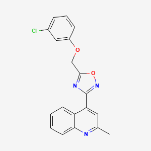 molecular formula C19H14ClN3O2 B11075319 4-{5-[(3-Chlorophenoxy)methyl]-1,2,4-oxadiazol-3-yl}-2-methylquinoline 