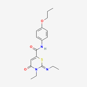 molecular formula C18H23N3O3S B11075350 (2Z)-3-ethyl-2-(ethylimino)-4-oxo-N-(4-propoxyphenyl)-3,4-dihydro-2H-1,3-thiazine-6-carboxamide 