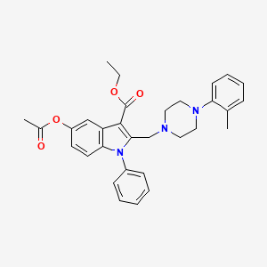 molecular formula C31H33N3O4 B11075377 ethyl 5-(acetyloxy)-2-{[4-(2-methylphenyl)piperazin-1-yl]methyl}-1-phenyl-1H-indole-3-carboxylate 