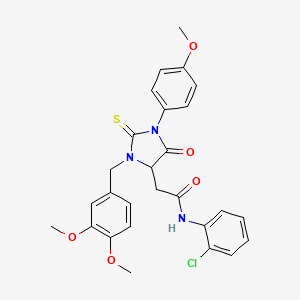 molecular formula C27H26ClN3O5S B11075381 N-(2-chlorophenyl)-2-[3-(3,4-dimethoxybenzyl)-1-(4-methoxyphenyl)-5-oxo-2-thioxoimidazolidin-4-yl]acetamide 