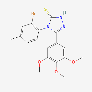 molecular formula C18H18BrN3O3S B11075405 4-(2-bromo-4-methylphenyl)-5-(3,4,5-trimethoxyphenyl)-4H-1,2,4-triazole-3-thiol 