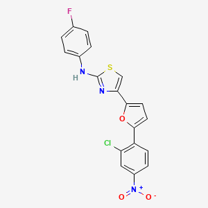 molecular formula C19H11ClFN3O3S B11075406 4-[5-(2-chloro-4-nitrophenyl)furan-2-yl]-N-(4-fluorophenyl)-1,3-thiazol-2-amine 