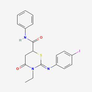 (2Z)-3-ethyl-2-[(4-iodophenyl)imino]-4-oxo-N-phenyl-1,3-thiazinane-6-carboxamide