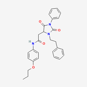 2-[2,5-dioxo-1-phenyl-3-(2-phenylethyl)imidazolidin-4-yl]-N-(4-propoxyphenyl)acetamide