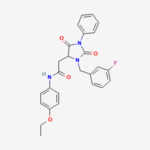 molecular formula C26H24FN3O4 B11075457 N-(4-ethoxyphenyl)-2-[3-(3-fluorobenzyl)-2,5-dioxo-1-phenylimidazolidin-4-yl]acetamide 