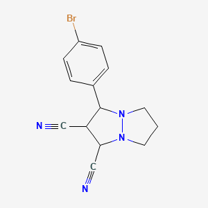 molecular formula C14H13BrN4 B11075460 3-(4-bromophenyl)tetrahydro-1H,5H-pyrazolo[1,2-a]pyrazole-1,2-dicarbonitrile CAS No. 459152-95-5