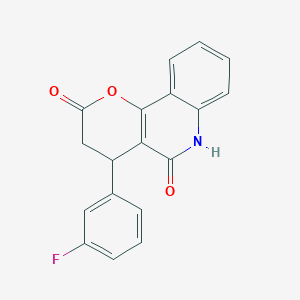 molecular formula C18H12FNO3 B11075471 4-(3-fluorophenyl)-4,6-dihydro-2H-pyrano[3,2-c]quinoline-2,5(3H)-dione 