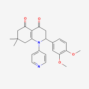 molecular formula C24H26N2O4 B11075475 2-(3,4-dimethoxyphenyl)-7,7-dimethyl-1-(pyridin-4-yl)-2,3,7,8-tetrahydroquinoline-4,5(1H,6H)-dione 