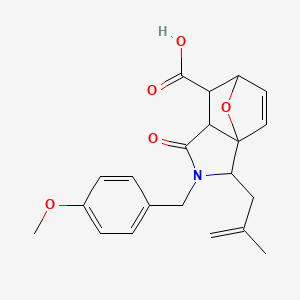 molecular formula C21H23NO5 B11075482 2-(4-Methoxybenzyl)-3-(2-methylprop-2-en-1-yl)-1-oxo-1,2,3,6,7,7a-hexahydro-3a,6-epoxyisoindole-7-carboxylic acid 