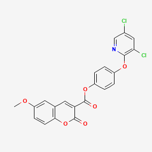 molecular formula C22H13Cl2NO6 B11075496 4-[(3,5-dichloropyridin-2-yl)oxy]phenyl 6-methoxy-2-oxo-2H-chromene-3-carboxylate 