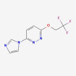 molecular formula C9H7F3N4O B11075507 3-(1H-imidazol-1-yl)-6-(2,2,2-trifluoroethoxy)pyridazine 