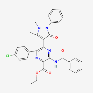 ethyl 6-(4-chlorophenyl)-5-(1,5-dimethyl-3-oxo-2-phenyl-2,3-dihydro-1H-pyrazol-4-yl)-3-[(phenylcarbonyl)amino]pyrazine-2-carboxylate