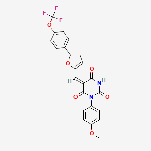 (5E)-1-(4-methoxyphenyl)-5-({5-[4-(trifluoromethoxy)phenyl]furan-2-yl}methylidene)pyrimidine-2,4,6(1H,3H,5H)-trione