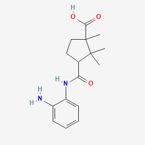 molecular formula C16H22N2O3 B11075546 Cyclopentanecarboxylic acid, 3-[[(2-aminophenyl)amino]carbonyl]-1,2,2-trimethyl- 