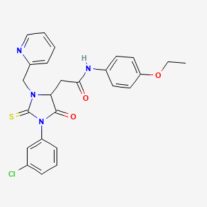 2-[1-(3-chlorophenyl)-5-oxo-3-(pyridin-2-ylmethyl)-2-thioxoimidazolidin-4-yl]-N-(4-ethoxyphenyl)acetamide