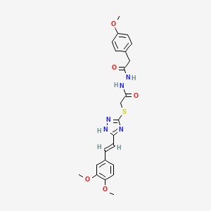 2-({5-[(E)-2-(3,4-dimethoxyphenyl)ethenyl]-4H-1,2,4-triazol-3-yl}sulfanyl)-N'-[(4-methoxyphenyl)acetyl]acetohydrazide