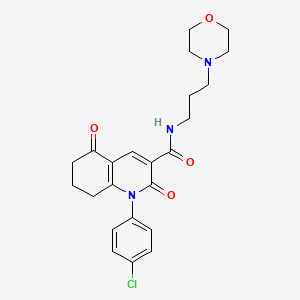 molecular formula C23H26ClN3O4 B11075599 1-(4-chlorophenyl)-N-[3-(morpholin-4-yl)propyl]-2,5-dioxo-1,2,5,6,7,8-hexahydroquinoline-3-carboxamide 