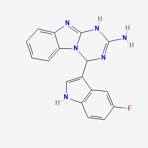 molecular formula C17H13FN6 B11075616 4-(5-fluoro-1H-indol-3-yl)-3,4-dihydro[1,3,5]triazino[1,2-a]benzimidazol-2-amine 