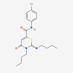 molecular formula C19H24ClN3O2S B11075651 (2E)-3-butyl-2-(butylimino)-N-(4-chlorophenyl)-4-oxo-3,4-dihydro-2H-1,3-thiazine-6-carboxamide 