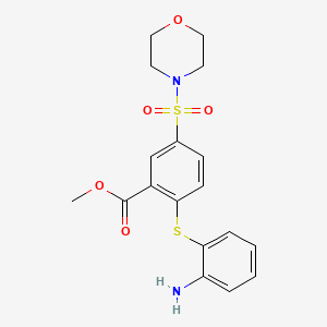 molecular formula C18H20N2O5S2 B11075658 Methyl 2-[(2-aminophenyl)thio]-5-(morpholin-4-ylsulfonyl)benzoate 