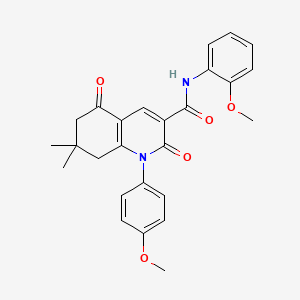 molecular formula C26H26N2O5 B11075671 N-(2-methoxyphenyl)-1-(4-methoxyphenyl)-7,7-dimethyl-2,5-dioxo-1,2,5,6,7,8-hexahydroquinoline-3-carboxamide 