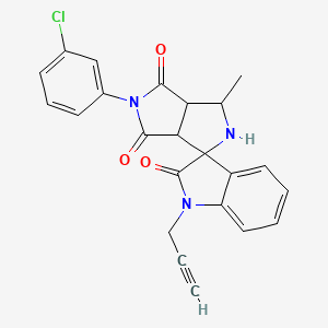 molecular formula C23H18ClN3O3 B11075677 5'-(3-Chlorophenyl)-3'-methyl-1-prop-2-YN-1-YL-3A',6A'-dihydro-2'H-spiro[indole-3,1'-pyrrolo[3,4-C]pyrrole]-2,4',6'(1H,3'H,5'H)-trione 