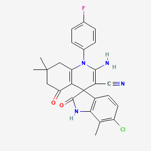 2'-amino-6-chloro-1'-(4-fluorophenyl)-7,7',7'-trimethyl-2,5'-dioxo-1,2,5',6',7',8'-hexahydro-1'H-spiro[indole-3,4'-quinoline]-3'-carbonitrile