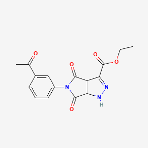 molecular formula C16H15N3O5 B11075703 Ethyl 5-(3-acetylphenyl)-4,6-dioxo-1,3a,4,5,6,6a-hexahydropyrrolo[3,4-c]pyrazole-3-carboxylate 