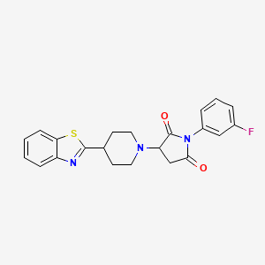 molecular formula C22H20FN3O2S B11075733 3-[4-(1,3-Benzothiazol-2-yl)piperidin-1-yl]-1-(3-fluorophenyl)pyrrolidine-2,5-dione 