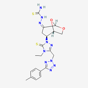 (2Z)-2-[(1S,2S,5R)-2-(4-ethyl-3-{[5-(4-methylphenyl)-2H-tetrazol-2-yl]methyl}-5-thioxo-4,5-dihydro-1H-1,2,4-triazol-1-yl)-6,8-dioxabicyclo[3.2.1]oct-4-ylidene]hydrazinecarbothioamide (non-preferred na