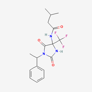 molecular formula C17H20F3N3O3 B11075755 N-[2,5-dioxo-1-(1-phenylethyl)-4-(trifluoromethyl)imidazolidin-4-yl]-3-methylbutanamide 