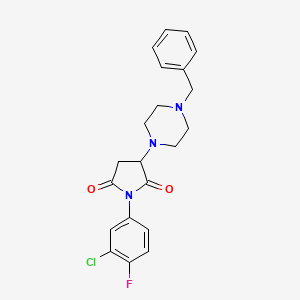 molecular formula C21H21ClFN3O2 B11075759 3-(4-Benzylpiperazin-1-yl)-1-(3-chloro-4-fluorophenyl)pyrrolidine-2,5-dione 