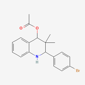 molecular formula C19H20BrNO2 B11075782 2-(4-Bromophenyl)-3,3-dimethyl-1,2,3,4-tetrahydroquinolin-4-yl acetate 