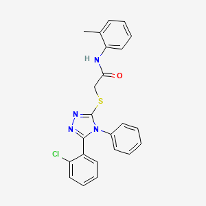 molecular formula C23H19ClN4OS B11075896 2-{[5-(2-chlorophenyl)-4-phenyl-4H-1,2,4-triazol-3-yl]sulfanyl}-N-(2-methylphenyl)acetamide 