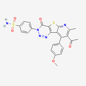 4-[12-acetyl-13-(4-methoxyphenyl)-11-methyl-6-oxo-8-thia-3,4,5,10-tetrazatricyclo[7.4.0.02,7]trideca-1(13),2(7),3,9,11-pentaen-5-yl]benzenesulfonamide