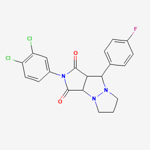 molecular formula C20H16Cl2FN3O2 B11075949 2-(3,4-dichlorophenyl)-9-(4-fluorophenyl)tetrahydro-5H-pyrazolo[1,2-a]pyrrolo[3,4-c]pyrazole-1,3(2H,3aH)-dione 