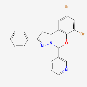 molecular formula C21H15Br2N3O B11075969 7,9-Dibromo-2-phenyl-5-(pyridin-3-yl)-1,10b-dihydropyrazolo[1,5-c][1,3]benzoxazine 