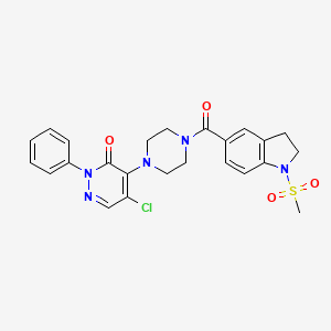 molecular formula C24H24ClN5O4S B11075971 5-chloro-4-(4-{[1-(methylsulfonyl)-2,3-dihydro-1H-indol-5-yl]carbonyl}piperazin-1-yl)-2-phenylpyridazin-3(2H)-one 