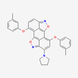 molecular formula C32H25N3O4 B11076007 8,16-bis(3-methylphenoxy)-6-pyrrolidin-1-yl-3,11-dioxa-4,12-diazapentacyclo[8.6.1.12,5.013,17.09,18]octadeca-1(16),2(18),4,6,8,10(17),12,14-octaene 