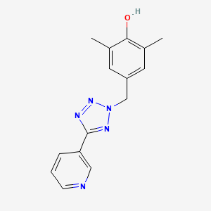 molecular formula C15H15N5O B11076026 2,6-Dimethyl-4-((5-(3-pyridinyl)-2H-tetrazol-2-yl)methyl)phenol CAS No. 104186-22-3