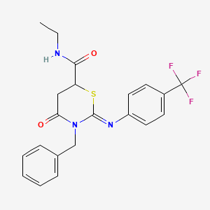 (2Z)-3-benzyl-N-ethyl-4-oxo-2-{[4-(trifluoromethyl)phenyl]imino}-1,3-thiazinane-6-carboxamide