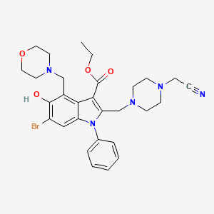 ethyl 6-bromo-2-{[4-(cyanomethyl)piperazin-1-yl]methyl}-5-hydroxy-4-(morpholin-4-ylmethyl)-1-phenyl-1H-indole-3-carboxylate