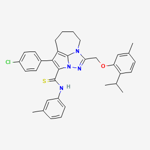 molecular formula C34H35ClN4OS B11076047 4-(4-Chlorophenyl)-1-[(2-isopropyl-5-methylphenoxy)methyl]-N-(3-methylphenyl)-5,6,7,8-tetrahydro-2,2A,8A-triazacyclopenta[CD]azulene-3-carbothioamide 