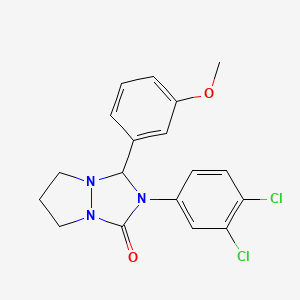 molecular formula C18H17Cl2N3O2 B11076053 2-(3,4-dichlorophenyl)-3-(3-methoxyphenyl)tetrahydro-1H,5H-pyrazolo[1,2-a][1,2,4]triazol-1-one 