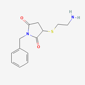 molecular formula C13H16N2O2S B11076061 3-[(2-Aminoethyl)sulfanyl]-1-benzylpyrrolidine-2,5-dione 