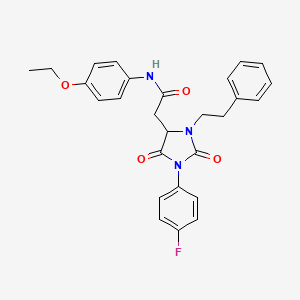 N-(4-ethoxyphenyl)-2-[1-(4-fluorophenyl)-2,5-dioxo-3-(2-phenylethyl)imidazolidin-4-yl]acetamide