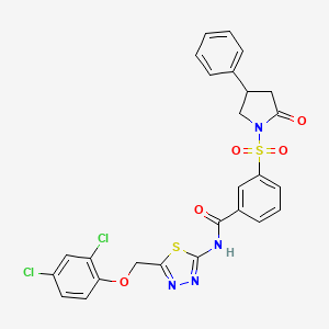 molecular formula C26H20Cl2N4O5S2 B11076114 N-{5-[(2,4-dichlorophenoxy)methyl]-1,3,4-thiadiazol-2-yl}-3-[(2-oxo-4-phenylpyrrolidin-1-yl)sulfonyl]benzamide 